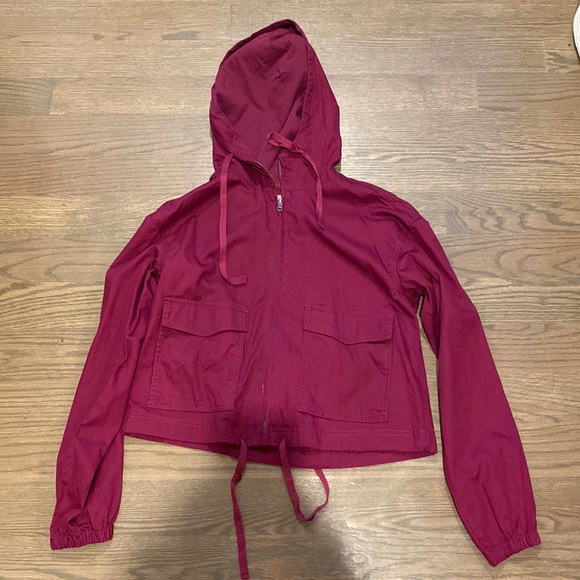 LOFT Jackets & Blazers - LOFT hooded jacket in berry - NWT. Size XS.